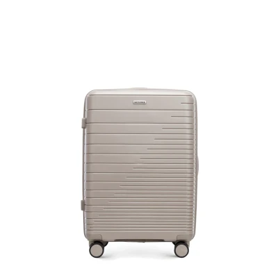 Immagine di WITTCHEN FUERTA Line Valigia media Bagaglio rigido espandibile in polipropilene con strisce lucide 4 rotelle doppie Manico telescopico Serratura TSA Taglia M Beige