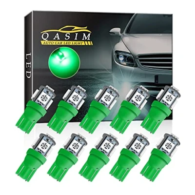 Immagine di Qasim 10x LED T10 W5W 194 Lampadine Verde 5050 5SMD 168 per Auto Cupola Interna Cruscotto Mappa RV Targa Luci Laterali DC 12V