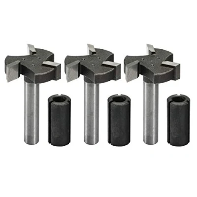 Immagine di Genmitsu, 3 punte per fresa CNC a taglienti, gambo da 1/4&quot;, diametro di taglio 1,4 cm, fresatura lastra lavorazione del legno, RB03A