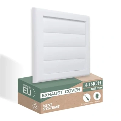 Immagine di Vent Systems 10,2 cm (19,1 x 19,1 cm), copertura per bocchetta di scarico, colore: bianco, dell&#039;asciugatrice, griglia scarico dell&#039;aria in plastica monodirezionale
