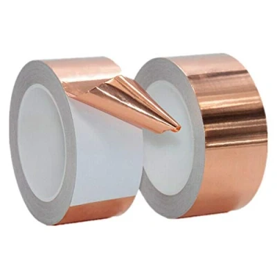 Immagine di Nastro adesivo in lamina di rame, conduttivo su un lato, per schermatura EMI (Electromagnetic Interference, interferenza elettromagnetica), circuiti elettrici carta, 2 pezzi