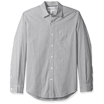 Immagine di Amazon Essentials Camicia in Popeline a Maniche Lunghe Slim Uomo, Grigio Percalle, XL