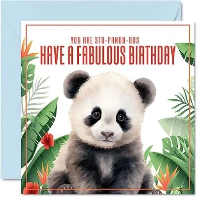 Immagine di biglietto di auguri compleanno con panda, per uomini e donne, Stu panda ous, 145 mm x mm, mamma, papà, sorella, fratello, figlia, zio, zia, collega, amico, divertente