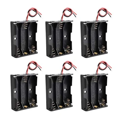 Immagine di HALJIA Set di 6 contenitori per batterie AA da 4,5 V, 3 x 1,5 in plastica, con cavi