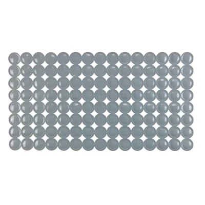 Immagine di WENKO tappetino per vasca da bagno Belem, con ventose antiscivolo, in gomma cerchi geometrici sovrapposti tutte le comuni vasche, plastica robusta, 67,5x36cm, grigio