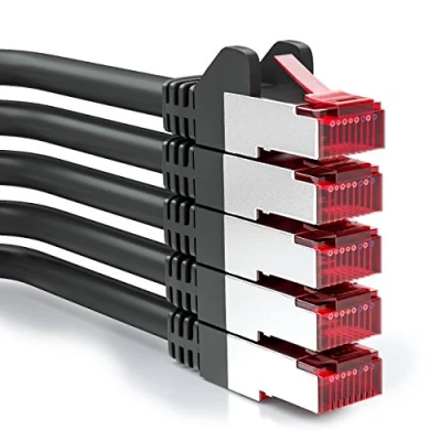 Immagine di deleyCON 5x 2m Cavo Patch CAT6 PIMF S/FTP Schermatura CAT 6 RJ45 di Rete Ethernet LAN DSL Interruttore Router Modem Punto Accesso Nero
