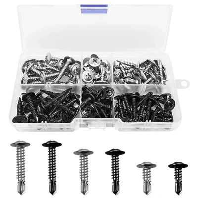 Immagine di Viti a testa piatta M4.2, autofilettanti, in acciaio inox 410, filettatura completa, coda di piccione, autofilettanti (nero, argento)