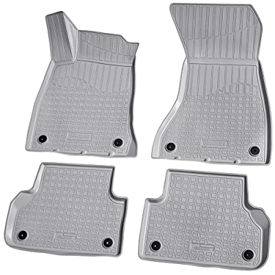 Immagine di Recambo tappetini in gomma 3D compatibili con Audi A5 F5 Coupe Sportback, anno di costruzione a partire dal 2016, per auto, su misura, bordo, colore grigio
