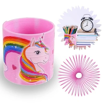 Immagine di SRV Hub® Giocattolo Magico a Molla con Unicorno, Bobina di plastica Multicolore Arcobaleno Magic Springs, Divertimento Primaverile per Bambini Dimensioni 6,5 cm