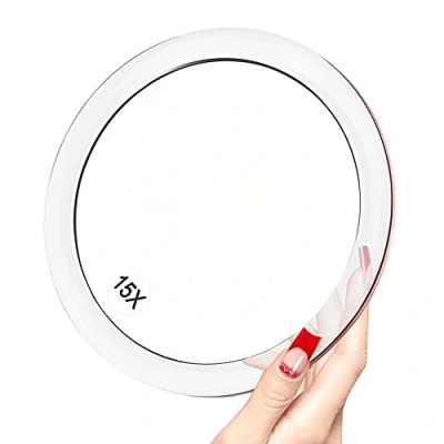 Immagine di YoHumk 15X Ingranditore Specchio Utilizzato per l&#039;applicazione del trucco Pinzette e rimozione di punti neri/macchi rotondo da 15cm con tre ventose un facile montaggio