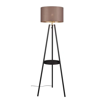 Immagine di Reality Lampada da terra Colette R41561032, metallo nero opaco, paralume in tessuto tortora/dorato, escl. 1x E27