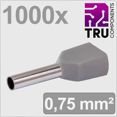 Immagine di TRU COMPONENTS TC 13377228 Capocorda doppio 0.75 mm² Parzialmente isolato Grigio 1000 pz.