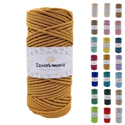 Immagine di cordoncino di cotone 3 mm 100 m, 46 colori, in intrecciato mm, corda macramè, filato alta qualità, macramè (senape)