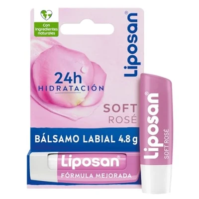 Immagine di Liposan Soft Rosé (1 x 4,8 g), balsamo per labbra rosa, cacao una lucentezza morbida e luminosa, idratante setose idratate