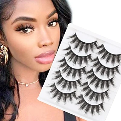 Immagine di Naturali 3D Folte Lunghe Ciglia Finte 5 Paia volume Dall&#039;Aspetto Grandi Di Visone Fake Lashes Mink Fluffy Fatte a Mano Riutilizzabili False Eyelashes By Glowing Win