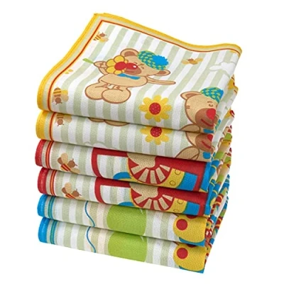 Immagine di Merrysquare Fazzoletti per Bambini 6 Pezzi 100% Cotone Misura Piccola 27 x cm Modello Teddy