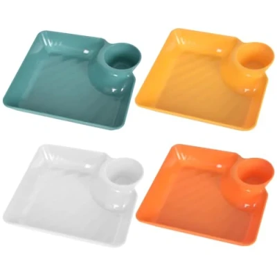 Immagine di Colexy 4 Pezzi Vassoio per Snack Piatto di Snacks Servire Chip e Dip Piatti Aperitivo Antipasti da Frutta Contenitore secca Dessert, 18.3 x 16.3cm (A)