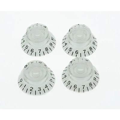 Immagine di Dopro 4pcs Chiaro w/Nero Numero LP Chitarra Bell Knobs Trasparente Top Hat per Les Paul