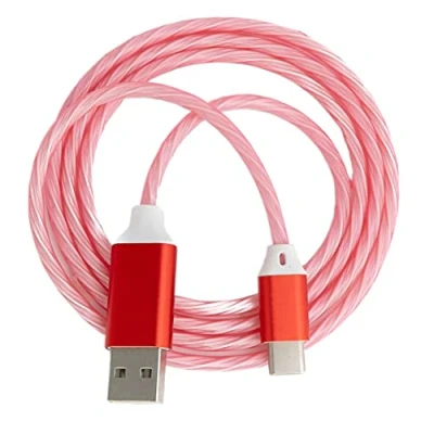 Immagine di System S Cavo USB 3.1 luminoso da 1 m tipo C a 2.0 A, adattatore in rosso