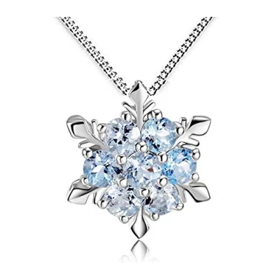 Immagine di findout signore sterling argento diamante blu di cristallo collana pendente fiocco neve .per donne ragazze bambini
