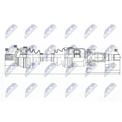 Immagine di NTY NPW VV 011 Albero motore / Semiasse Assale anteriore, anteriore Dx