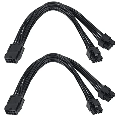 Immagine di YieJoya Cavo per scheda grafica GPU, 8 pin su 2 adattatori PCIe a pin, pezzi da doppio splitter (6 + 2) schede grafiche PCI Express adattatore di alimentazione