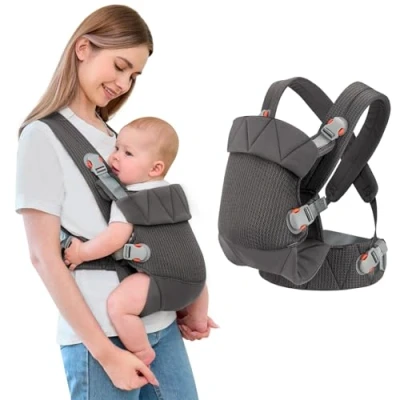 Immagine di IULONEE Ergonomico marsupio per Neonati Regolabile Porta Bebè Portabebè Neonato Baby Carrier Wrap Confortevole Bambini Toddler Grigio scuro