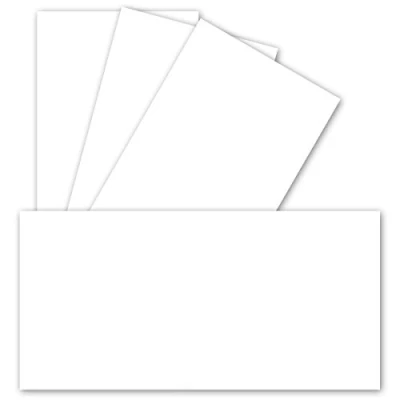 Immagine di 100 cartoncini singoli lunghezza DIN 9,9 x 21 cm 240 g/m² colore: bianco carta artigianale cartoncino argilla ideale per la stampa di biglietti d&#039;auguri e inviti