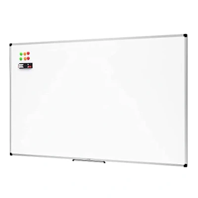 Immagine di Amazon Basics Lavagna bianco, cancellabile a secco, con supporto porta pennarelli e bordi in alluminio, 90 cm x 60
