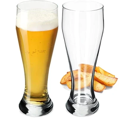 Immagine di KADAX Set di bicchieri da birra in vetro, tulipani birra, grano per scura e chiara, artigianali, boccale (665 ml, 2 pezzi trasparenti)