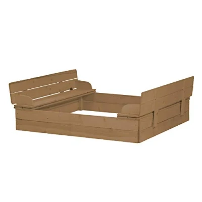 Immagine di roba Sabbiera richiudibile con due panchine, in legno massello tek, resistente alle intemperie