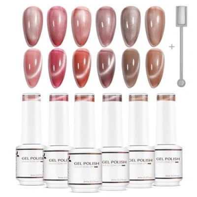 Immagine di Nicedeco Smalto Cat Eye Semipermanente per Unghie Colori Kit magneticp Lampada UV LED Soak Off Gel Nail Polish Set 30, 6x8ML