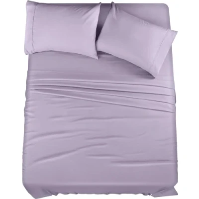 Immagine di Utopia Bedding Set di lenzuola per letto king size, 4 pezzi, in microfibra spazzolata, resistente al restringimento e allo scolorimento, facile da pulire (king lavanda)