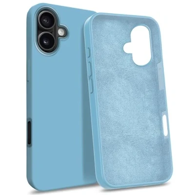 Immagine di MyGadget Custodia compatibile con iPhone 16 Plus Hardcase Strato Microfibra &amp; Cover Silicone Resistente Protezione Antigraffio Antiurto Blu pallido