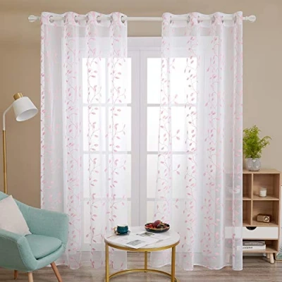Immagine di Deconovo 2 tende per cameretta dei bambini e ragazze, trasparenti, 245 x 140 cm (altezza larghezza), colore: rosa