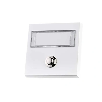 Immagine di HUBER campanello da esterno in metallo con targhetta extra large per nomi doppi pulsante ottone cromato illuminazione a LED