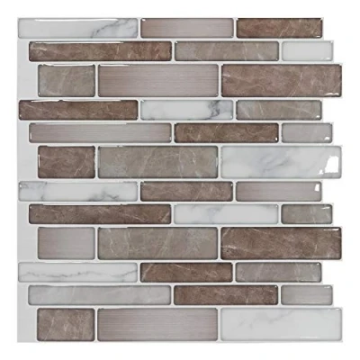 Immagine di Art3d 10 Fogli di piastrelle Premium Stick on Backsplash, adesive cucina, 30 * 30cm Pelare e attaccare le autoadesive della parete del bagno 3D, Marmo Design