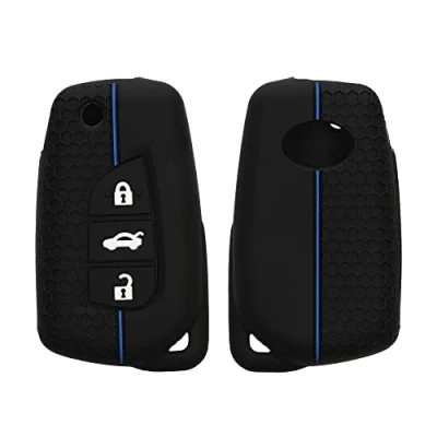 Immagine di kwmobile Custodia Coprichiave Compatibile con Toyota 3 tasti (T2) Corolla RAV4 CH R Yaris Cover Copri Telecomando Chiave Auto Chiavi Macchina nero/blu