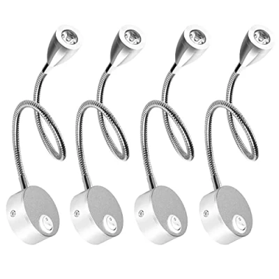 Immagine di LEDMO 4 Pezzi Lampada da Lettura con 360 Braccio Flessibile 3000K Bianco Caldo, led AC 85 265V 3W in Alluminio