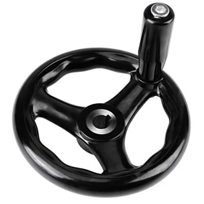Immagine di Volantino a 3 Razze 12 * 125mm Rotondo Nero In Plastica Per Fresatura Bachelite Con Impugnatura Girevole Fresatrice Al Tornio