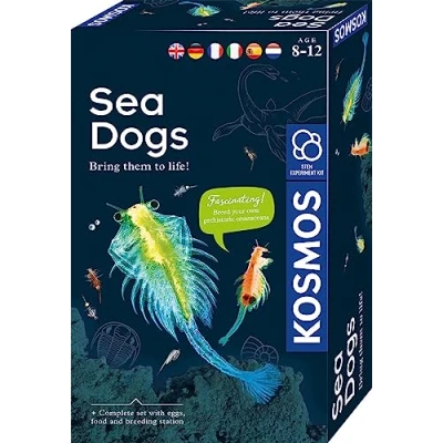 Immagine di Kosmos Sea Dogs Urzeitkrebse selbst züchten Dinosauro Set sperimentazione per Bambini con Istruzioni multilingue (DE, EN, FR, IT, ES, NL), Multicolore, 21 x 13 5.5 cm, 616779