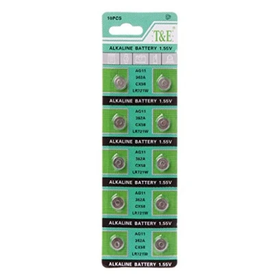 Immagine di Kodbww Confezione da 10 batterie alcaline AG11 1,55V LR721 362 SR721 162 a bottone per orologi, telecomando, elettroniche