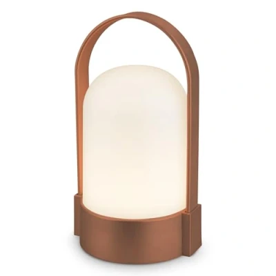Immagine di Briloner lampada da tavolo LED senza fili IP44, touch, dimmerabile, batteria sostituibile, comodino, lettura, LED, campeggio, a batteria, 9x8x15,5 cm, marrone metallico