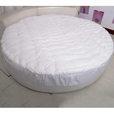 Immagine di MSM Rotondo Materasso Protettore Topper,100% Cotone Spesso Trapuntato Futon per Letto Rotondo,compert Tatami Letti Topper Bianca Diametro:210cm/83inch