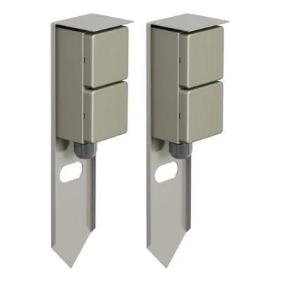 Immagine di ledscom.de 2 pz. presa da giardino a colonna PIWI con picchetto terra per esterni, IP44, vie, acciaio inox, angolare, 30 cm