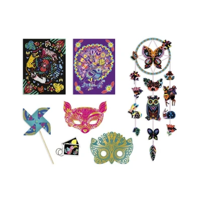 Immagine di Janod Set Multiattività Scratch Art 8 Creazioni Cartoline da Grattare Les Ateliers du Calme Attività Creativa per Bambini Abilità Manuali e Concentrazione Dai 7 Anni, J07993