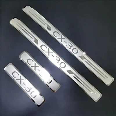 Immagine di Ever TA 4 Pezzi Battitacco Auto per Maz da CX 30 CX30 2017 2022, Inossidabile Antiscivolo AntiGraffio Soglia della Porta calciere Protezioni del Pedale dello Car Styling Accessorio