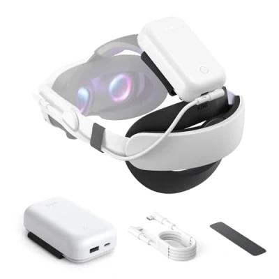 Immagine di KIWI design 10000mAh Batteria Compatibile con Accessori Meta Quest 3S/Quest 3/Quest 2, Power Bank per Bilanciare la Pressione della Testa e Prolungare il Tempo di Gioco (Non Includere Cinturino)