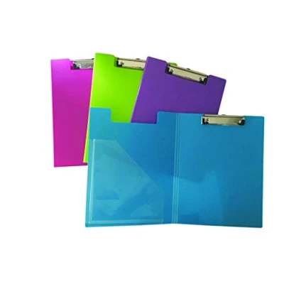 Immagine di Seco Portablocco pieghevole in PVC, formato A4+, con clip resistente, confezione da 4 colori assortiti