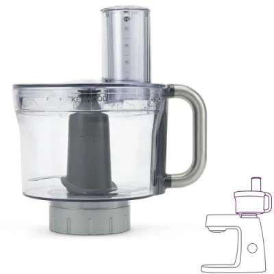 Immagine di Kenwood KAH647PL Accessorio Robot da Cucina, Food Processor per Impastatrice Planetaria, dotato di 6 dischi e lame in acciaio inox, capacità 1,2L, Tritan, Grigio trasparente